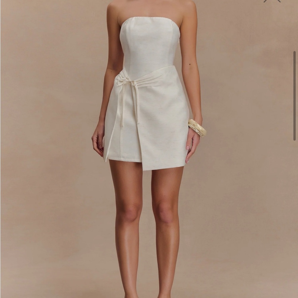 Meshki Steph Strapless Linen Mini Dress- Brand New